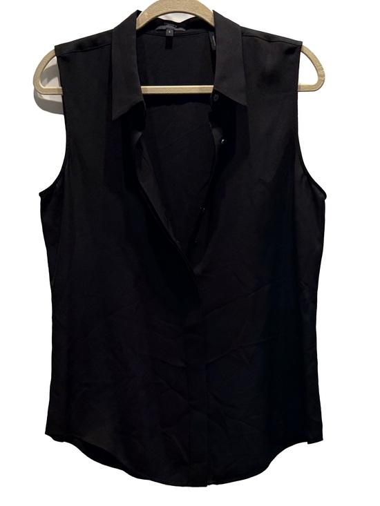 Theory Tops - Theory Black Silk Sleeveless Button Front Blouse - Size L